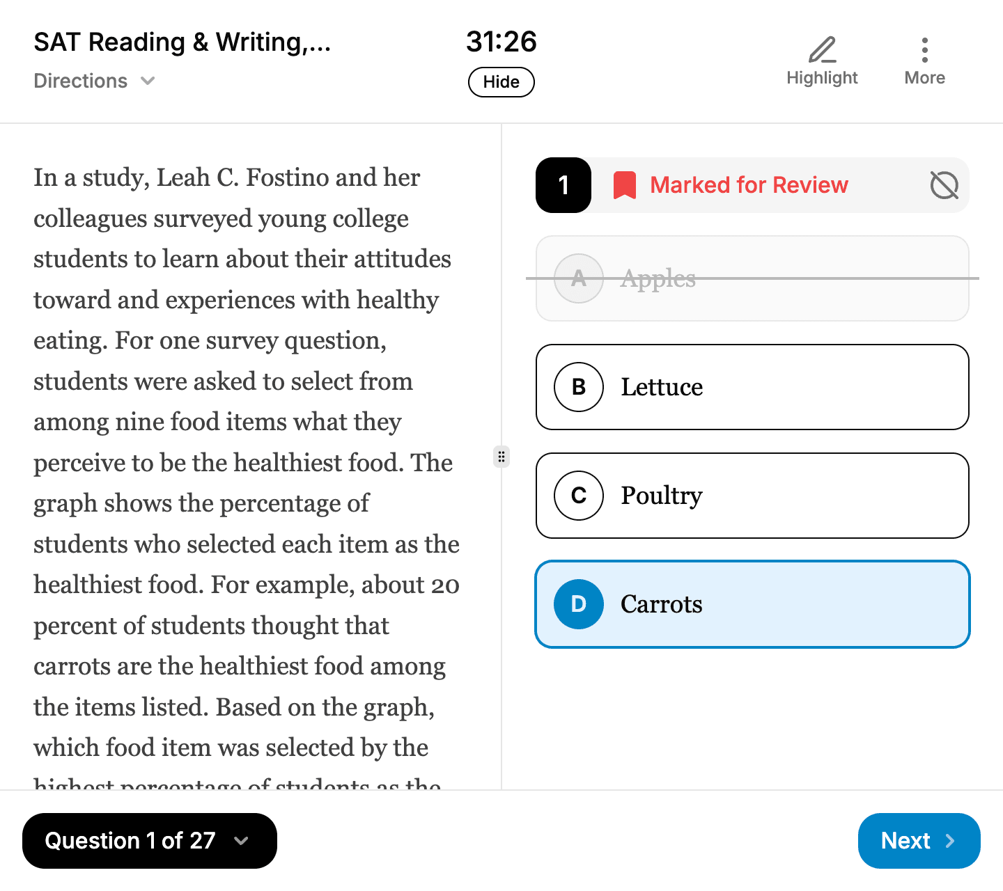 Example of SAT Results
